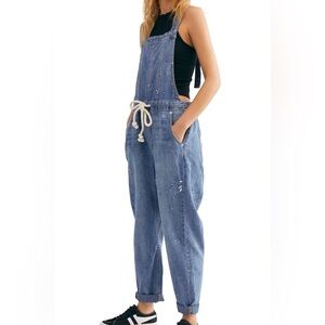 Free People We The Free Jackie Paint Splatter Denim Overalls